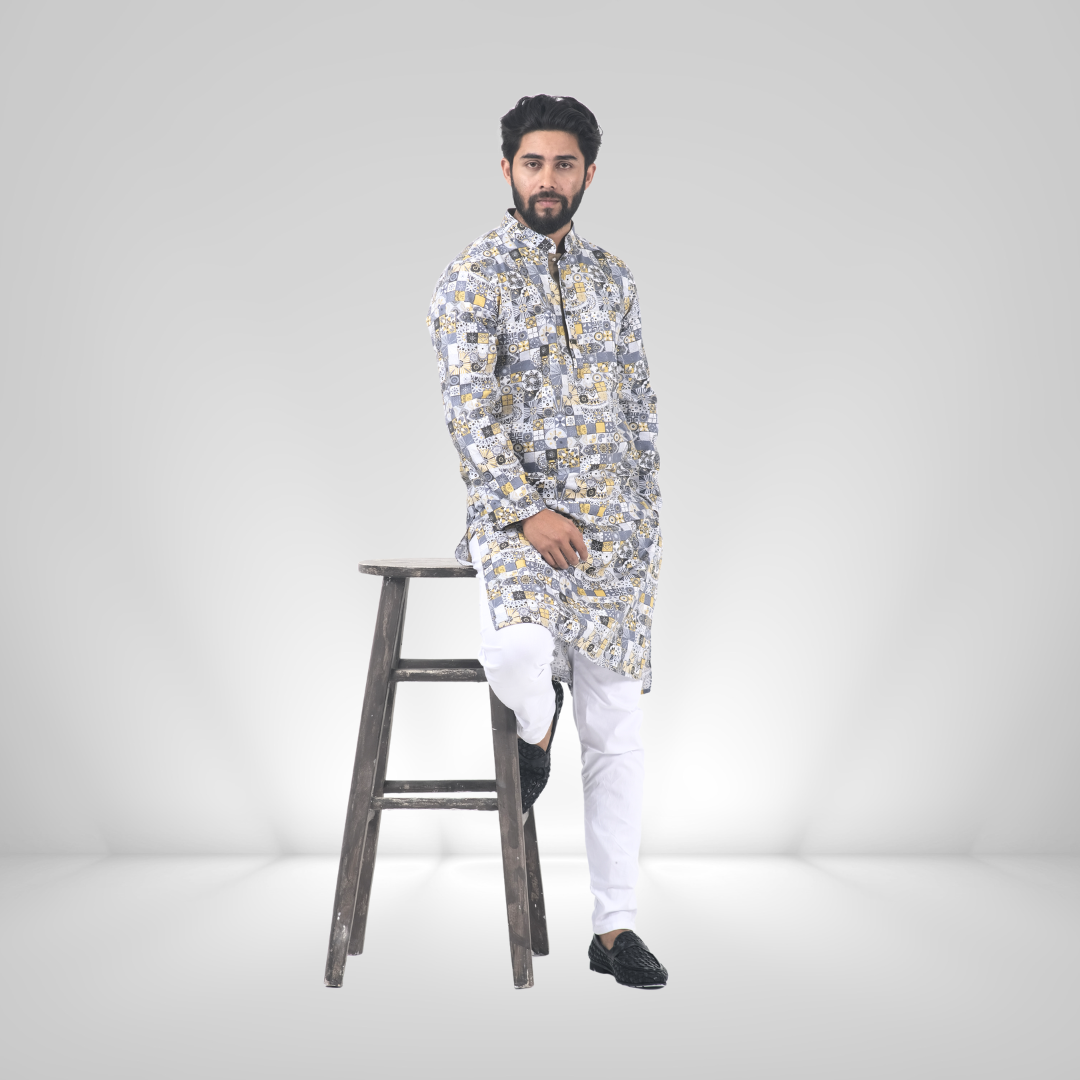Men's Premium Printed Panjabi